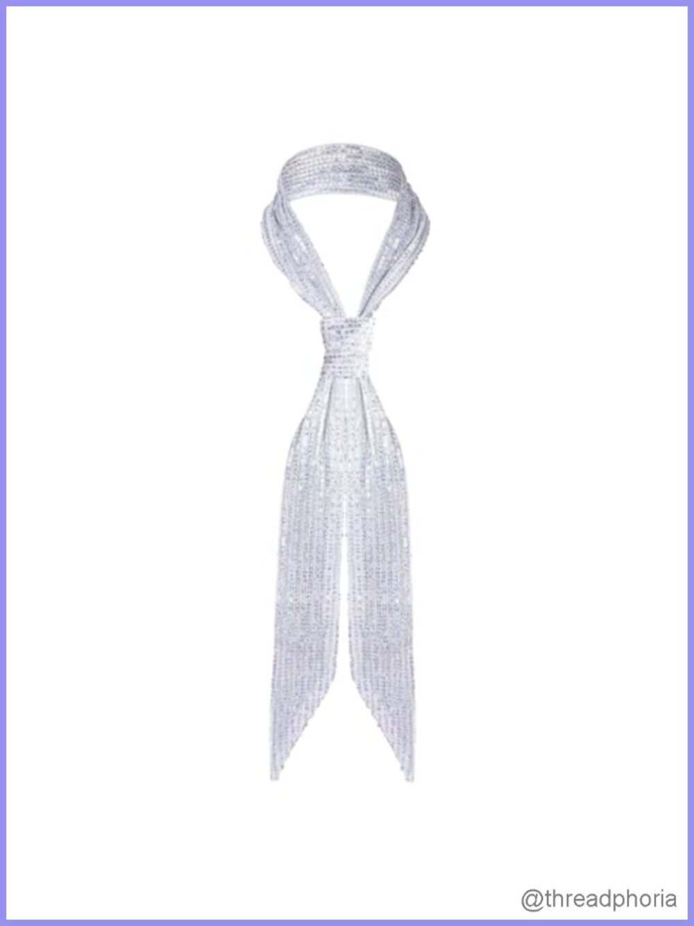 Silver Sequined Long Scarf for Women Necktie Belt Halloween Party Prom